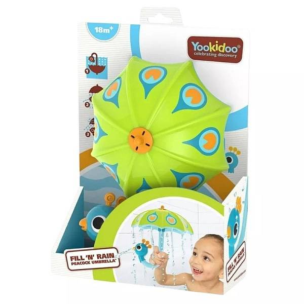 Vízzel tölthető páva esernyő - zöld