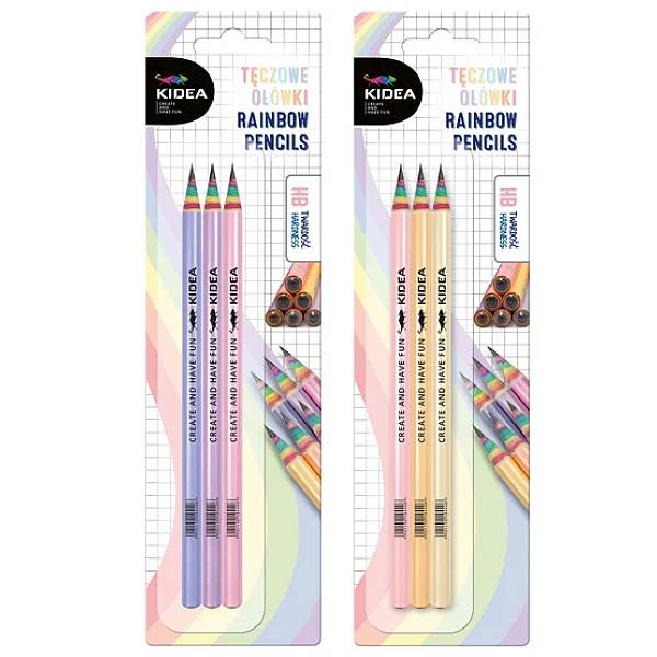 Kidea szivárványos grafitceruza 3 db - kétféle