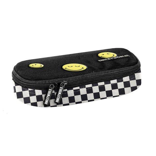 Emoji ovális tolltartó kockás Smiley World – Paso