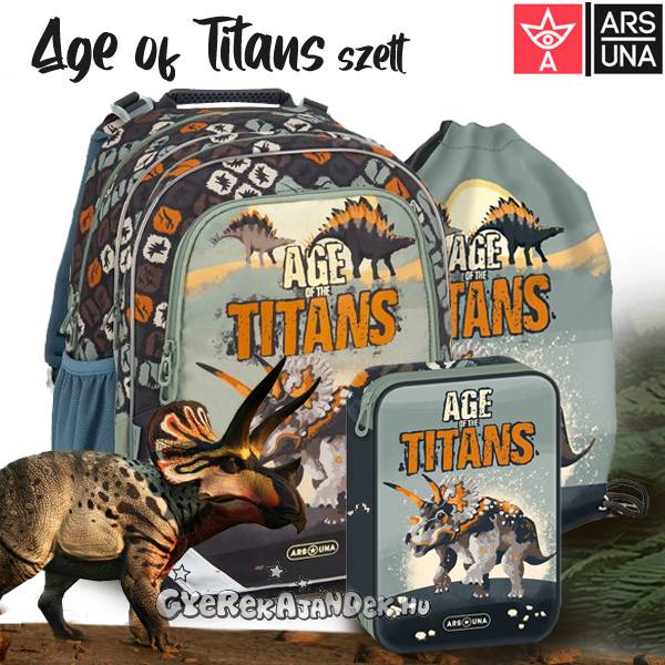 Ars Una dinoszauruszos iskolatáska, hátizsák SZETT 3 részes – Age of Titans