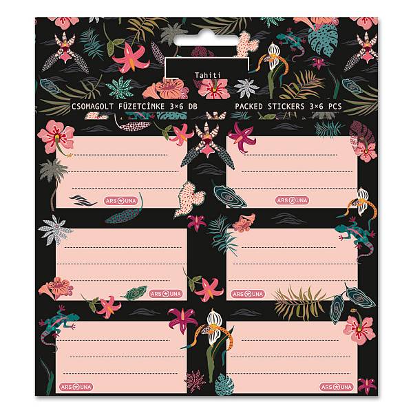 Ars Una virágos füzetcímke 3×6 db-os – Tahiti