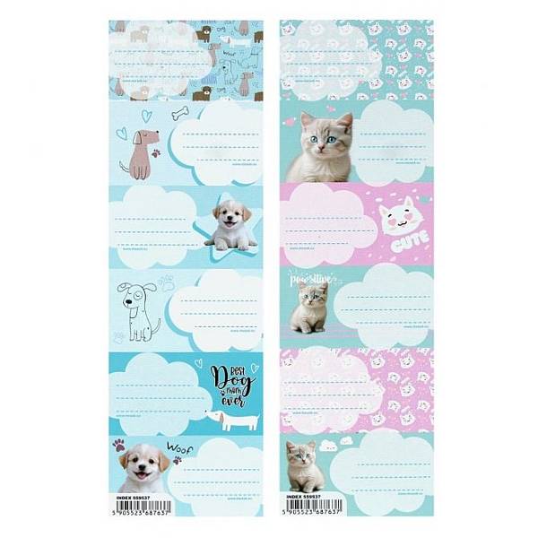 Kutyás-cicás füzetcímke 6 db-os – Starpak Cuties