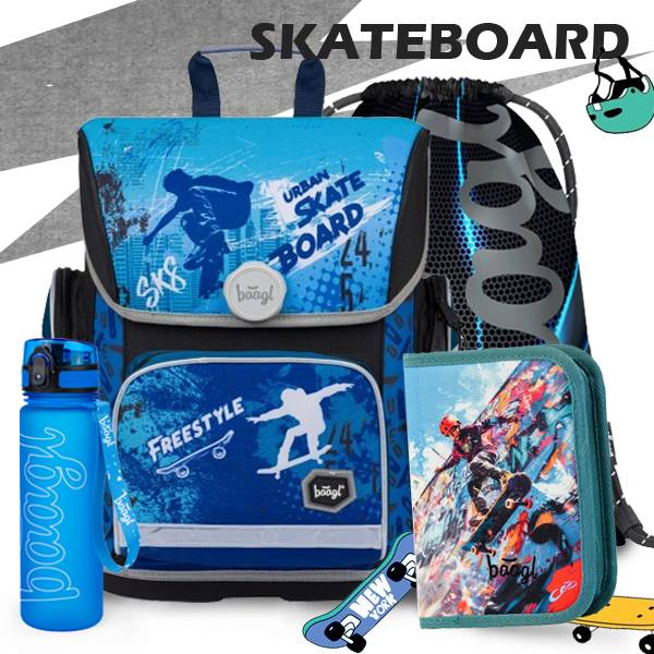 BAAGL ergonomikus csatos iskolatáska SZETT – Skateboard