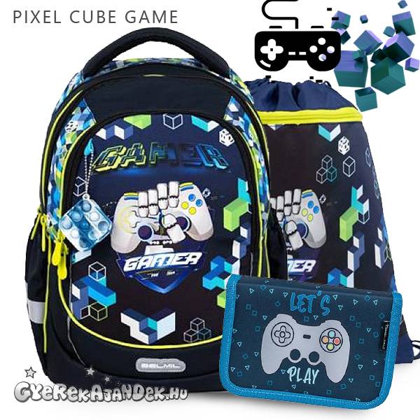 Belmil ergonomikus iskolatáska SZETT – Pixel Cube Game