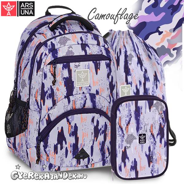 Ars Una anatómiai iskolatáska, hátizsák SZETT – Camouflage (AU-C2)