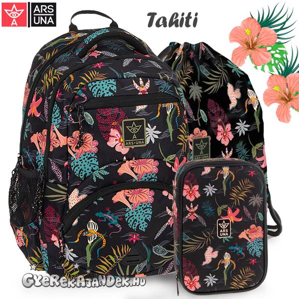 Ars Una virágos iskolatáska, hátizsák SZETT – Tahiti (AU-C2)