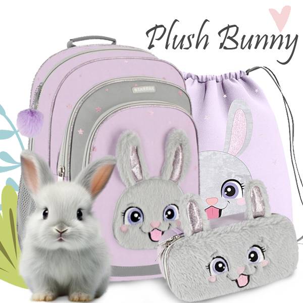 Plüss nyuszis ergonomikus iskolatáska hátizsák SZETT – Starpak