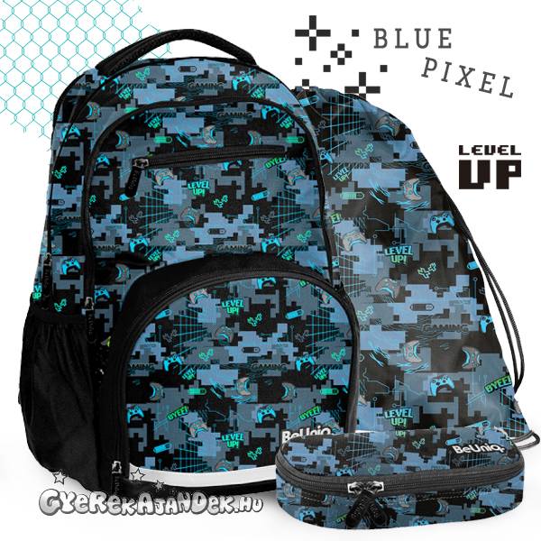 Paso ergonomikus iskolatáska, hátizsák SZETT – Blue Pixel
