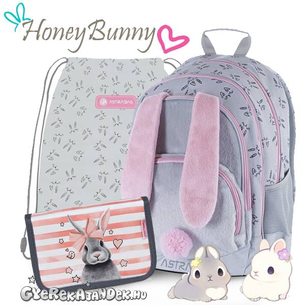 Astra nyuszis iskolatáska, hátizsák SZETT – HoneyBunny