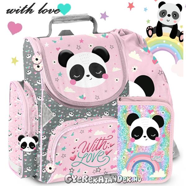 Paso pandás ergonomikus iskolatáska SZETT – With Love
