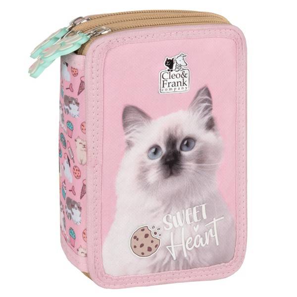 Cleo és Frank cicás 3 emeletes tolltartó felszerelt - Sweet Heart