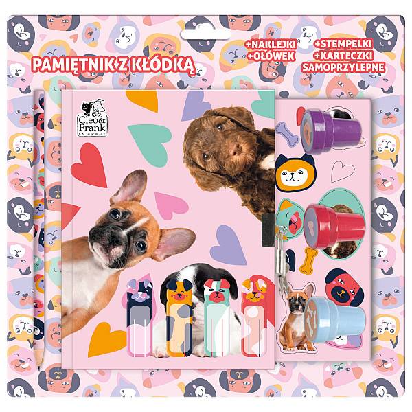 Kutyás kulcsos napló matricával és nyomdával