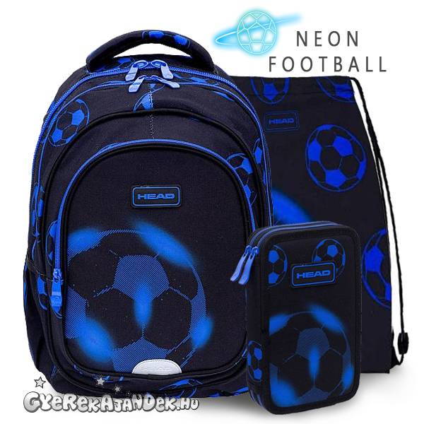 Head focis iskolatáska, hátizsák 39 cm SZETT – Blue Neon