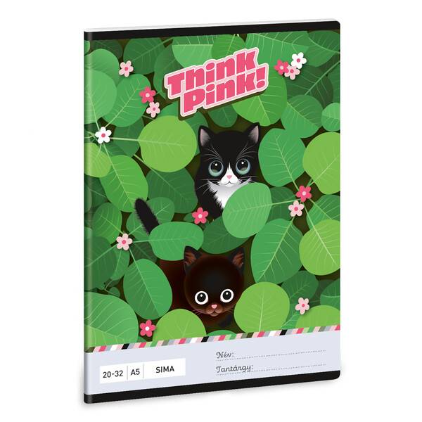 Ars Una A5-ös sima füzet – Think Pink Leaves