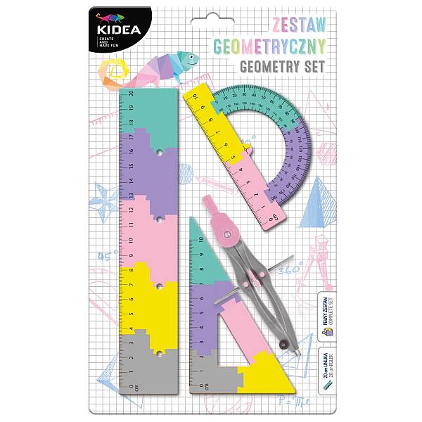 Kidea puzzle vonalzó és körző szett 20 cm – lányos