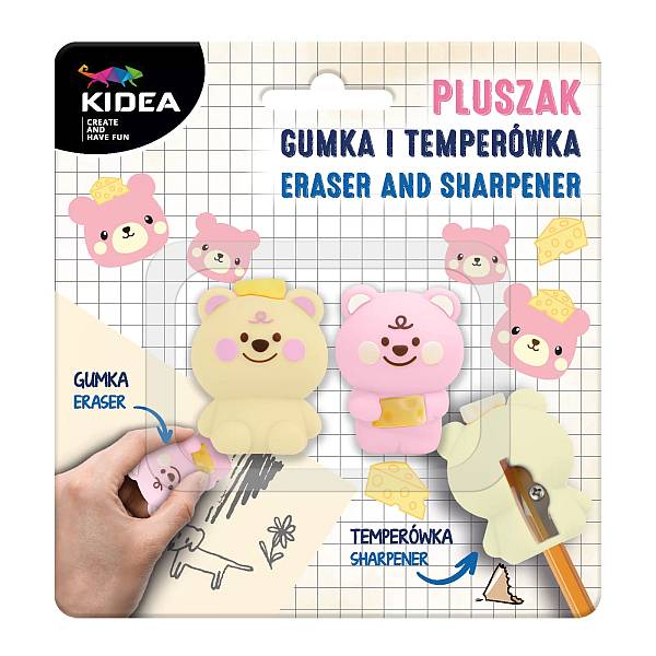 Kidea macis radír és hegyező szett – rózsaszín