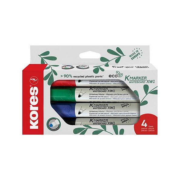 Kores törölhető táblafilc 4 db-os