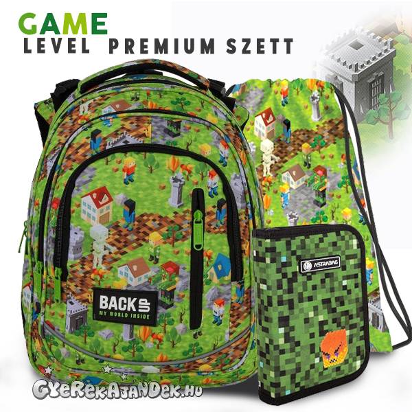BackUp iskolatáska hátizsák Premium SZETT – Game Level IV.