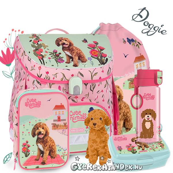 Ars Una mágneszáras iskolatáska SZETT 5 részes Cuki állatok – Doggie