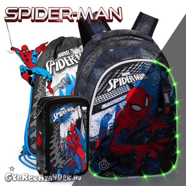 CoolPack Spiderman iskolatáska SZETT – LED világítással