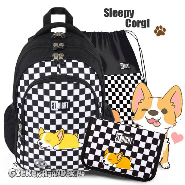 St. Right iskolatáska, hátizsák 39 cm SZETT- Sleepy Corgi