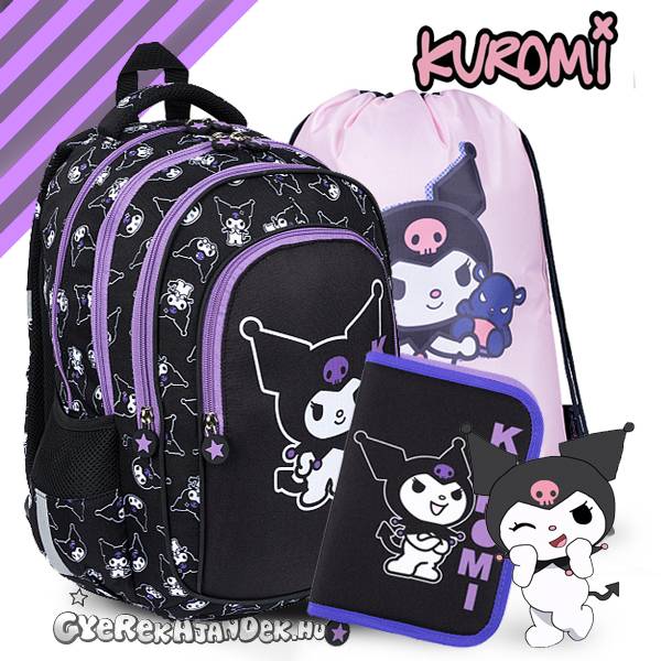 Kuromi ergonomikus iskolatáska, hátizsák SZETT – Black