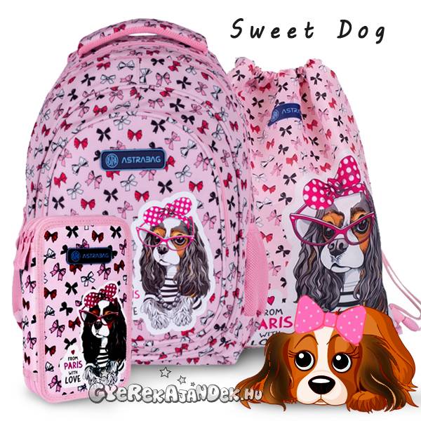 Kutyás ergonomikus iskolatáska, hátizsák SZETT – Sweet Dog