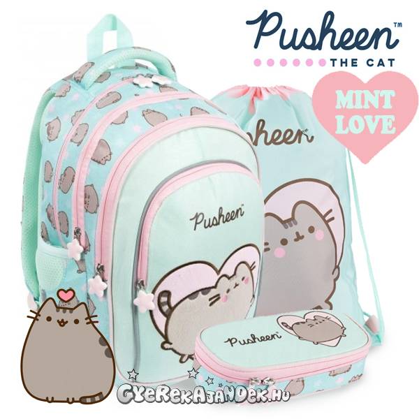Pusheen Cat iskolatáska, hátizsák SZETT – Mint Love