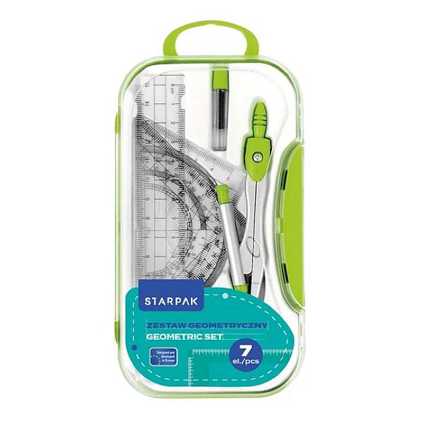 Starpak fém körző készlet vonalzókkal – zöld