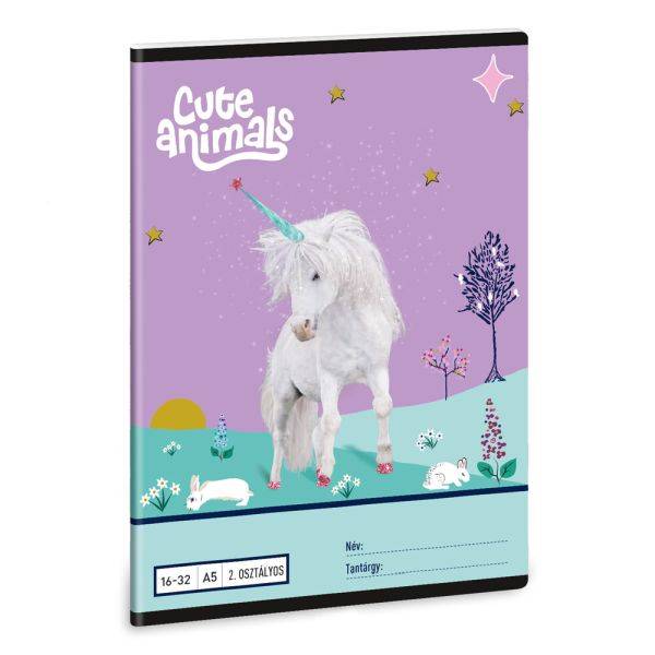 Ars Una 2. osztályos vonalas füzet A5 – Cuki állatok – Unikornis