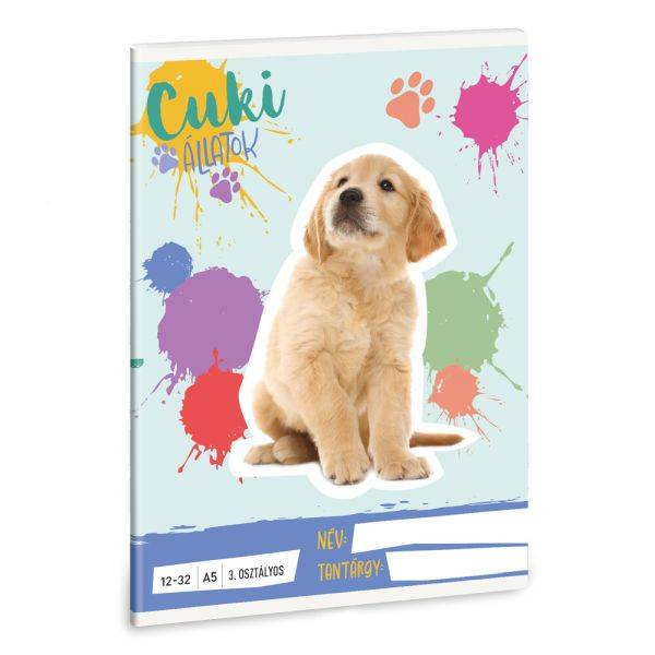 Ars Una 3. osztályos vonalas füzet A5 – Cuki állatok – Golden retriever