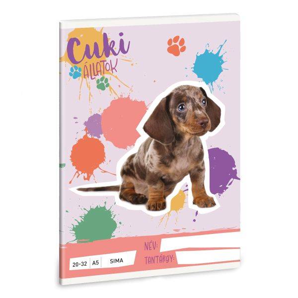 Ars Una A5-ös sima füzet – Cuki állatok – Harlekin tacskó