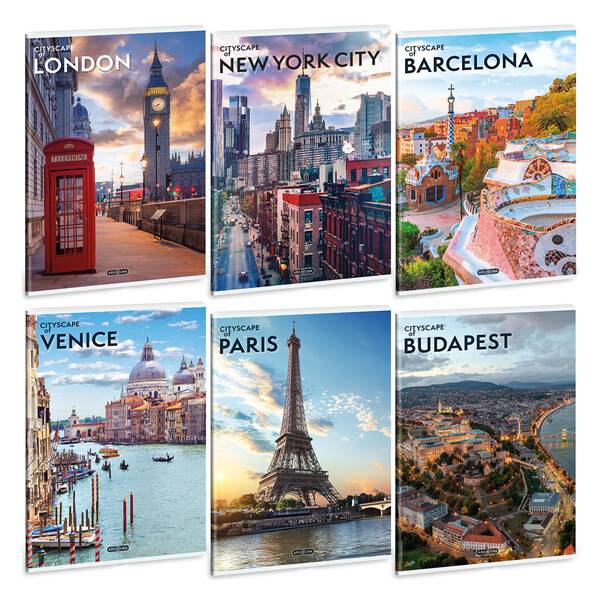 Ars Una kockás füzet A4 extra kapcsos – Cityscape