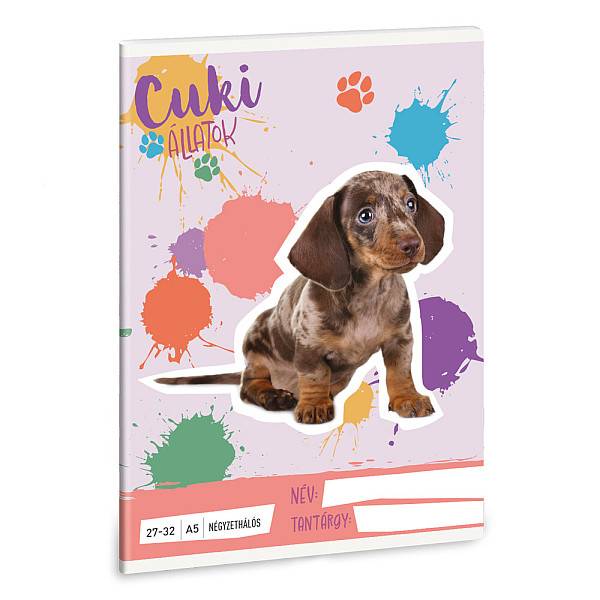 Ars Una A5-ös kockás füzet – Cuki állatok – Harlekin Tacskó