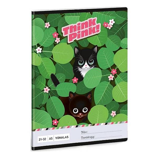 Ars Una A5-ös vonalas füzet – Think Pink Leaves
