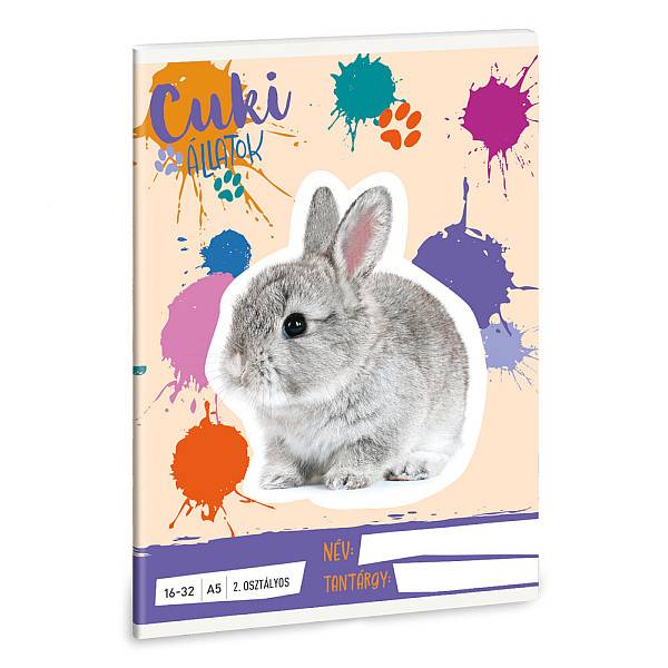 Ars Una 2. osztályos vonalas füzet A5 – Cuki állatok – Nyuszi