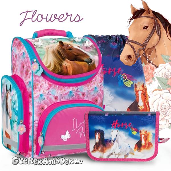 Lovas ergonomikus iskolatáska SZETT – Virágos