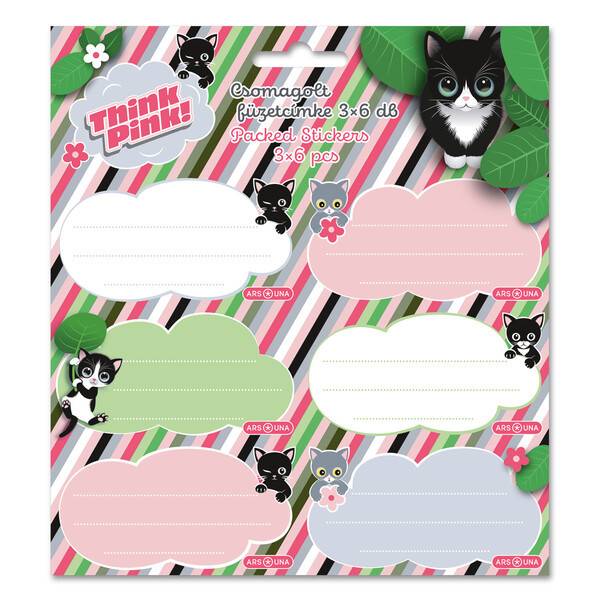 Ars Una cicás füzetcímke 3×6 db-os – Think Pink Leaves
