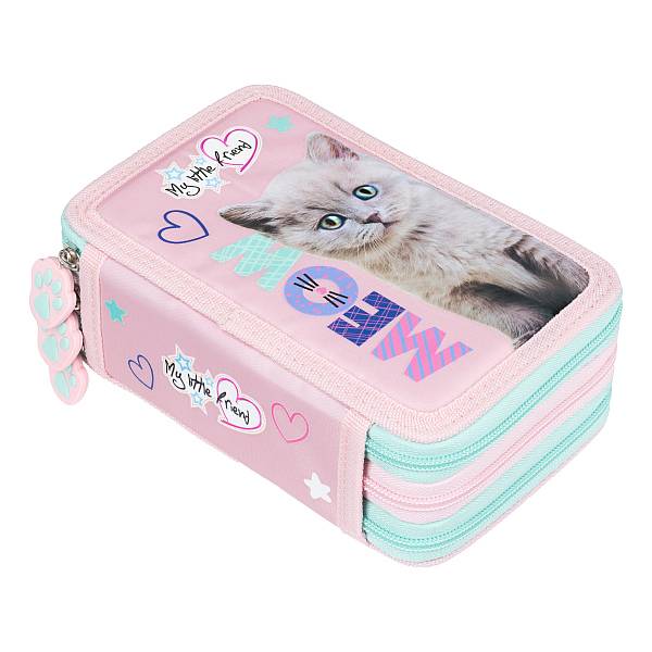 My Little Friend 3 emeletes cicás tolltartó, felszerelt - Fluffy Kitty