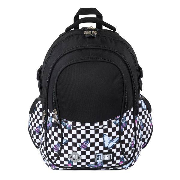 St. Right iskolatáska, hátizsák mellpánttal - Chessboard butterfly