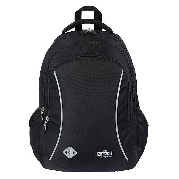 St. Right fekete iskolatáska, hátizsák 3 rekeszes - Black Vintage