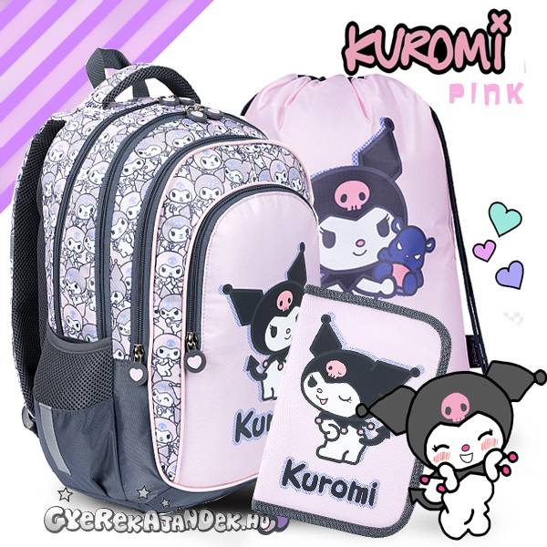 Kuromi ergonomikus iskolatáska, hátizsák SZETT - Pink