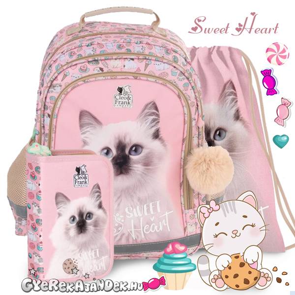 Cleo és Frank cicás iskolatáska hátizsák SZETT - Sweet Heart