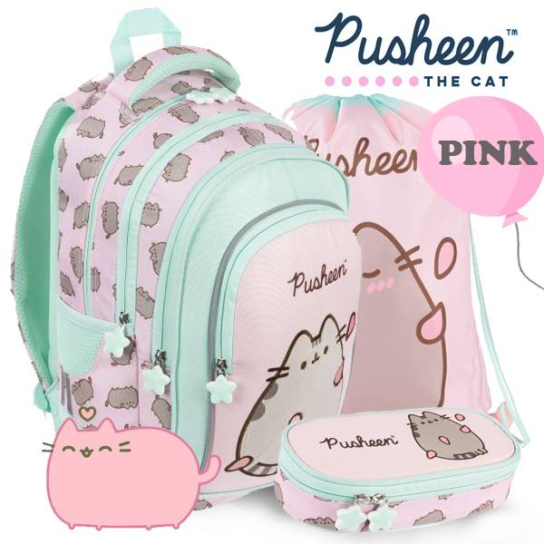 Pusheen Cat iskolatáska, hátizsák SZETT – Pink