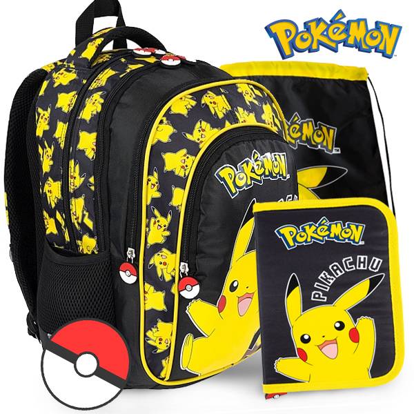 Pokemon iskolatáska, hátizsák SZETT – Pikachu Black