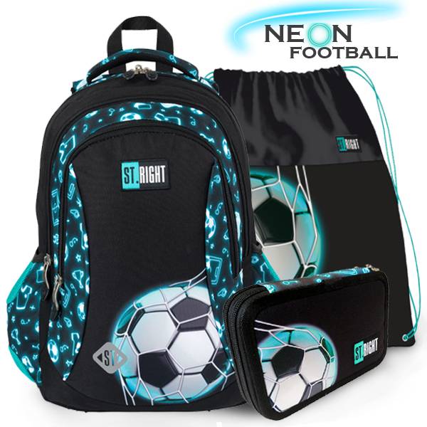 St. Right focis iskolatáska, hátizsák SZETT 39 cm – Neon Football