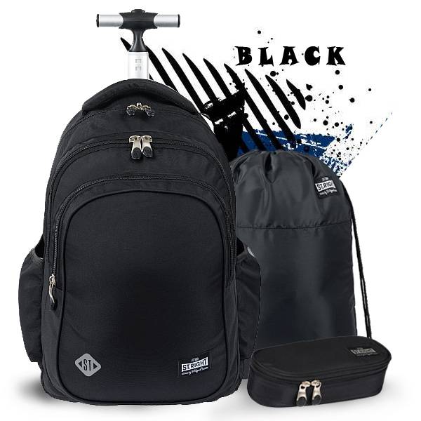 St. Right fekete gurulós iskolatáska SZETT – Black Vintage