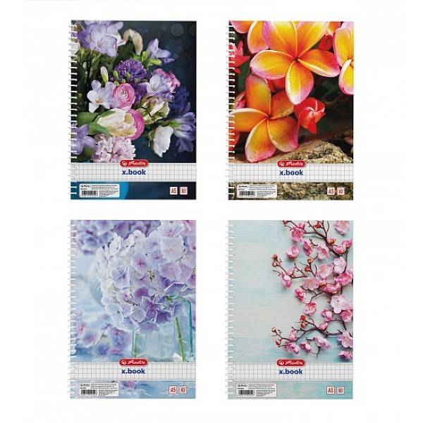Herlitz kockás spirálfüzet A5 Flowers – többféle