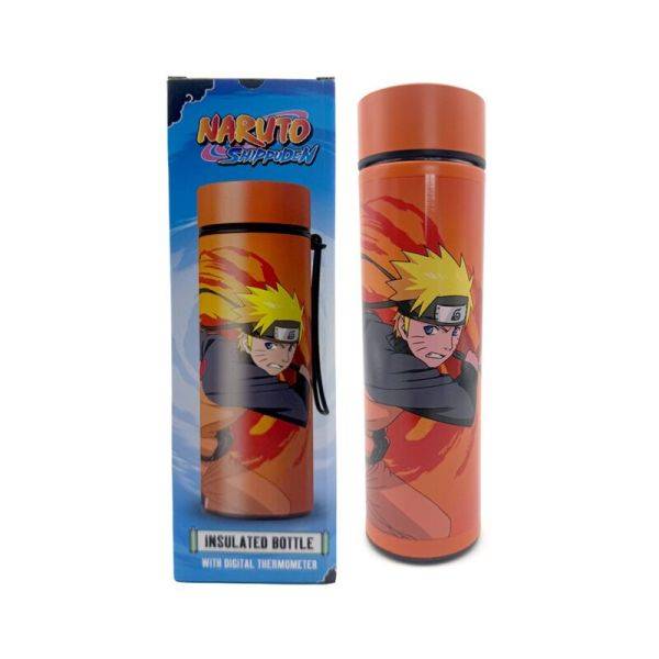 Naruto fém kulacs, termosz digitális hőmérővel 450ml
