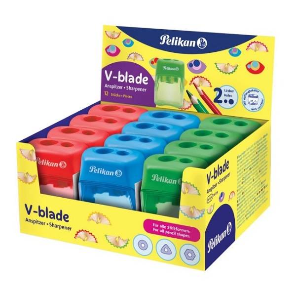 Pelikán dupla lyukú műanyag tartályos hegyező – többféle